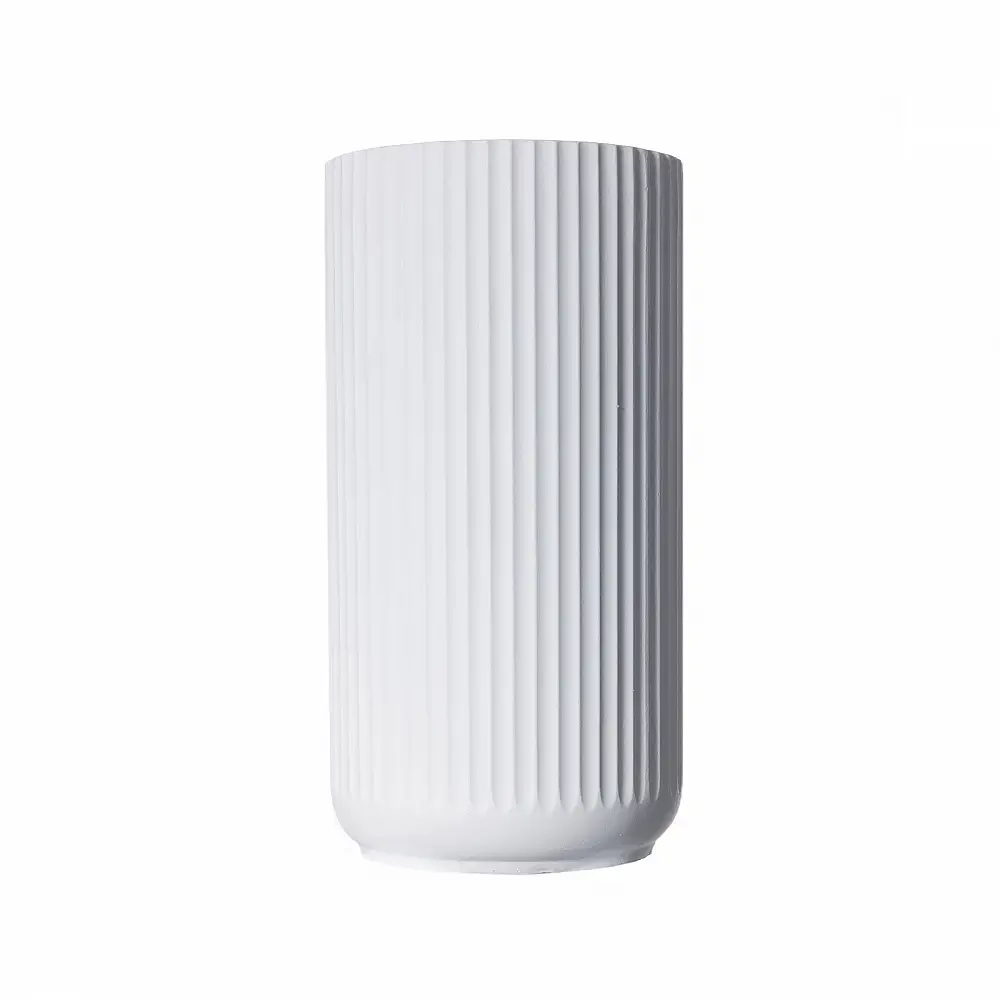 Supergreens Γλάστρα Πήλινη Κύλινδρος "Stripe" Λευκή M 33x33x63 εκ.