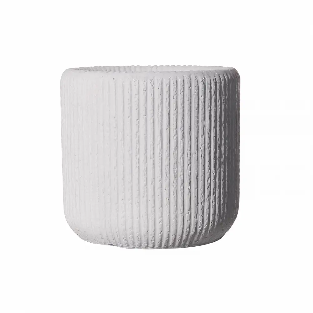 Supergreens Γλάστρα Πήλινη Στρογγυλή "Stripe" Λευκή M 34x34x32 εκ.