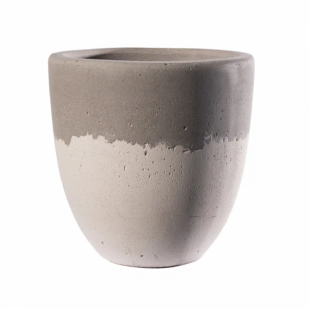 Supergreens Γλάστρα Τσιμεντένια Στρογγυλή "TerraVivax" Γκρι & Λευκή 50x50x50 εκ.