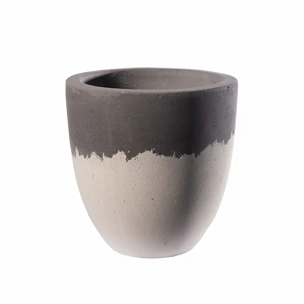 Supergreens Γλάστρα Τσιμεντένια Στρογγυλή "Grove" Ασπρόμαυρη 40x40x40 εκ.