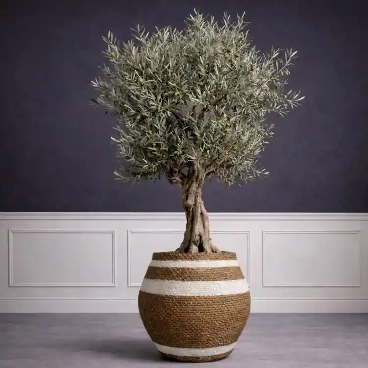 Supergreens Γλάστρα Τσιμεντένια Στρογγυλή "Kyma Pithos" Δίχρωμη 39x39x41 εκ.