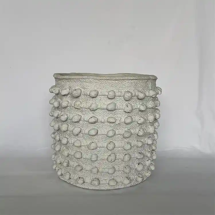 Supergreens Γλάστρα Τσιμεντένια Στρογγυλή "Relieva" Μπέζ 35x34.5x32.5 εκ.