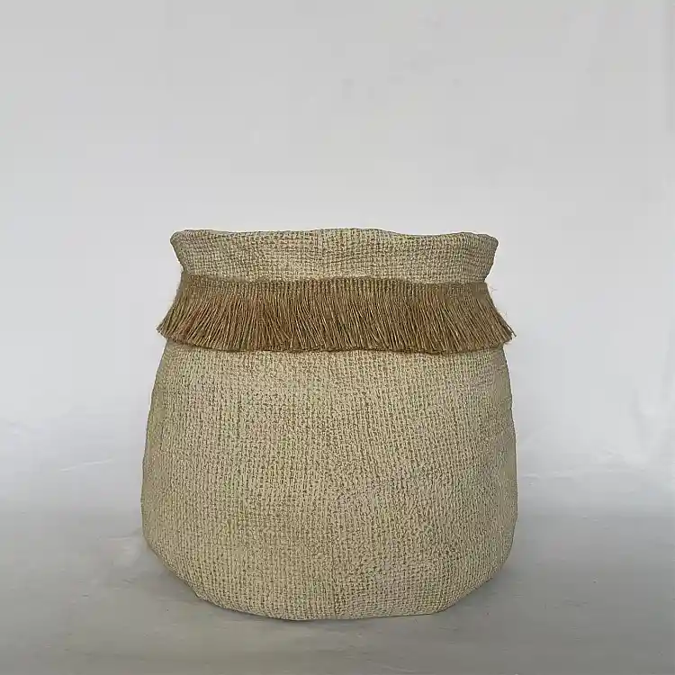 Supergreens Γλάστρα Τσιμεντένια Στρογγυλή "Fringea" Μπέζ 29x29x25.5 εκ.