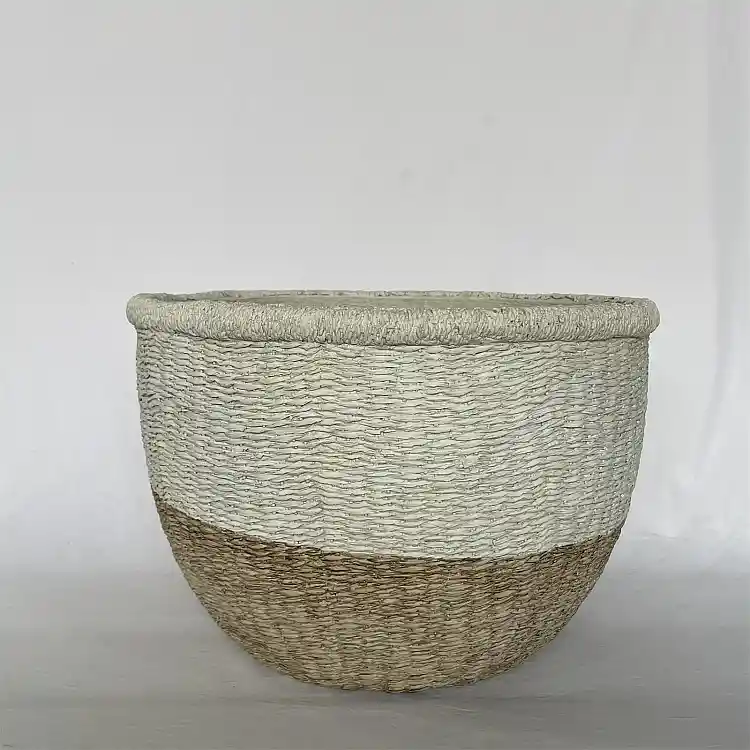 Supergreens Γλάστρα Τσιμεντένια Στρογγυλή "Aelia Weave" Δίχρωμη 45x45x30.3 εκ.