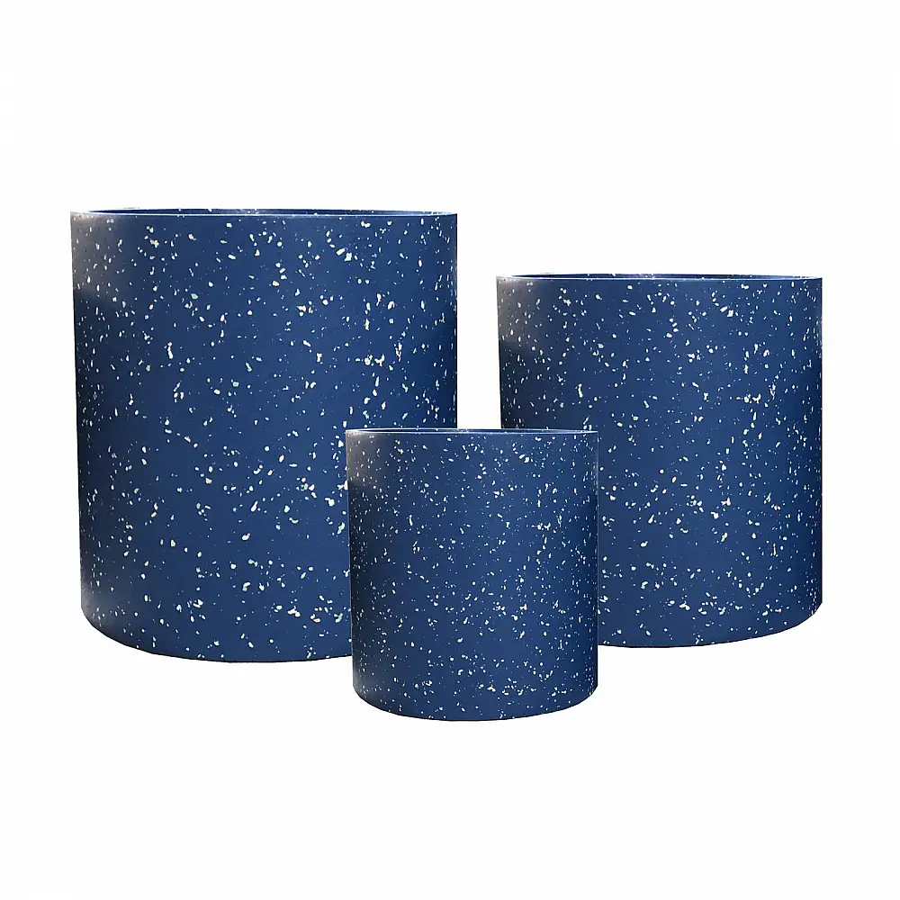 Supergreens Γλάστρα Πήλινη Κύλινδρος "Celestia" Μπλέ Terrazzo M 33x33x29 εκ.