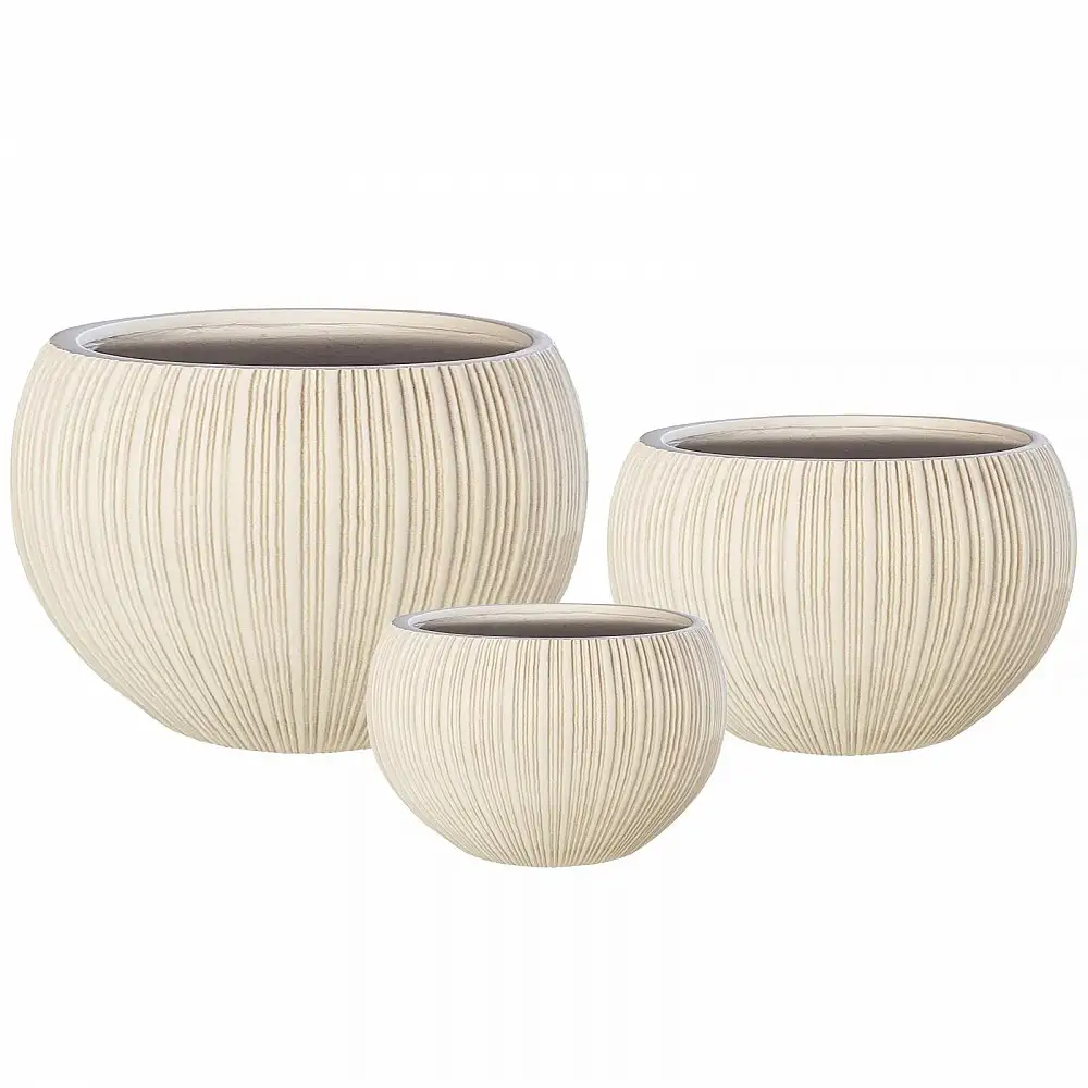 Supergreens Γλάστρα Πήλινη Στρογγυλή "Antica" Anti-Beige M 36x36x28.5 εκ.