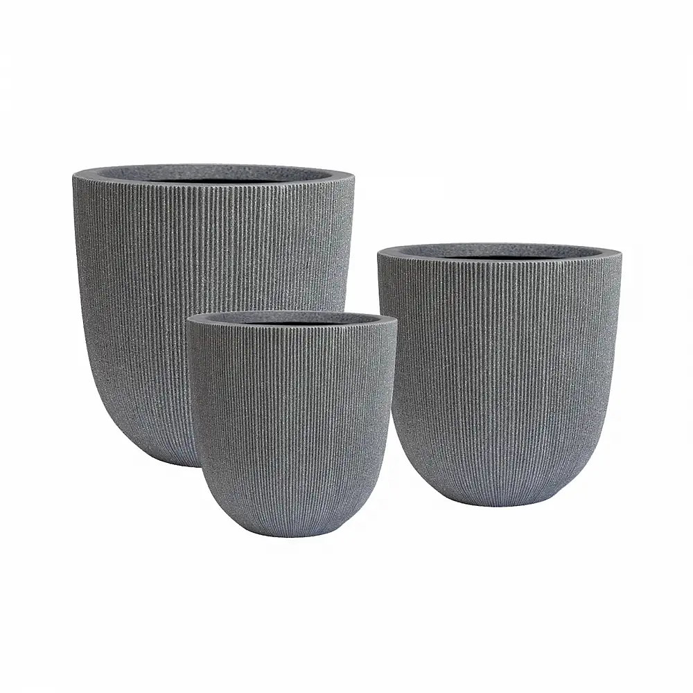 Supergreens Γλάστρα Ρητίνης Κυλινδρική "Core Stone" Γκρί M 37x37x37.5 εκ.