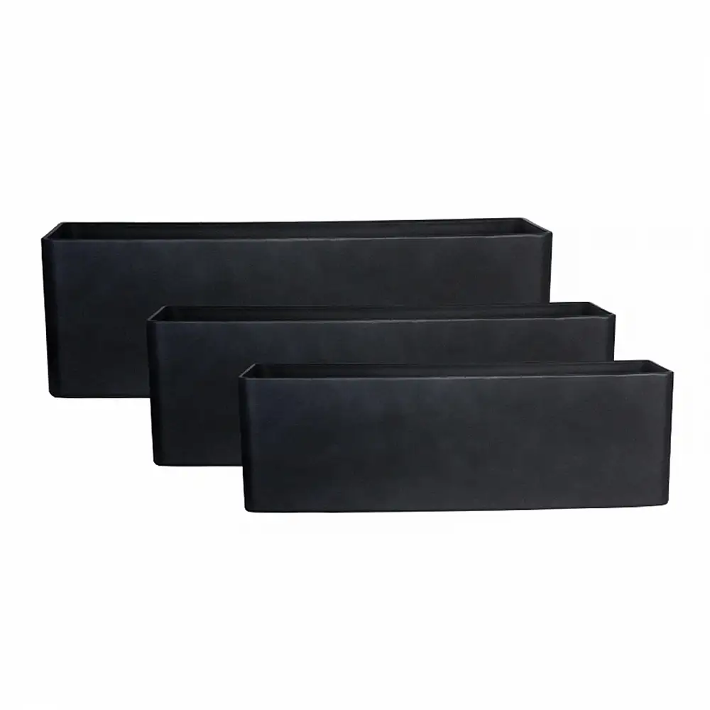 Supergreens Γλάστρα Ρητίνης Ορθογώνια "Linear Block" Μαύρη M 69x22x22 εκ.