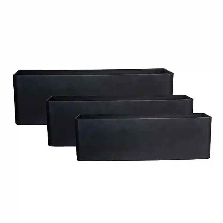 Supergreens Γλάστρα Ρητίνης Ορθογώνια "Linear Block" Μαύρη M 69x22x22 εκ.