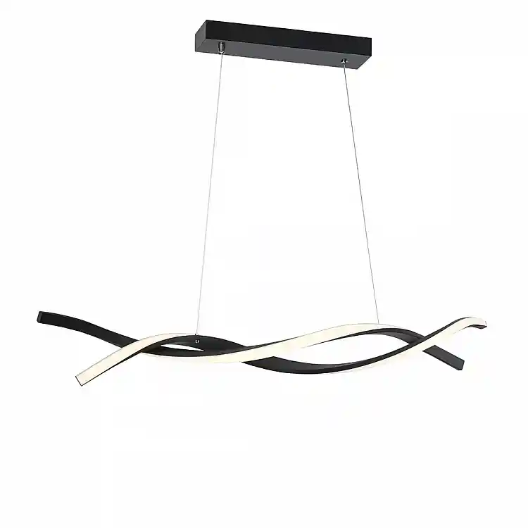 VenCore Duo Wave 6089-20004 - Μοντέρνο Κρεμαστό Φωτιστικό Οροφής Δίφωτο LED 54W Μαύρο Αλουμίνιο 90εκ με Ρυθμιζόμενο CCT Λευκό - Ημέρας - Θερμό & Χειριστήριο