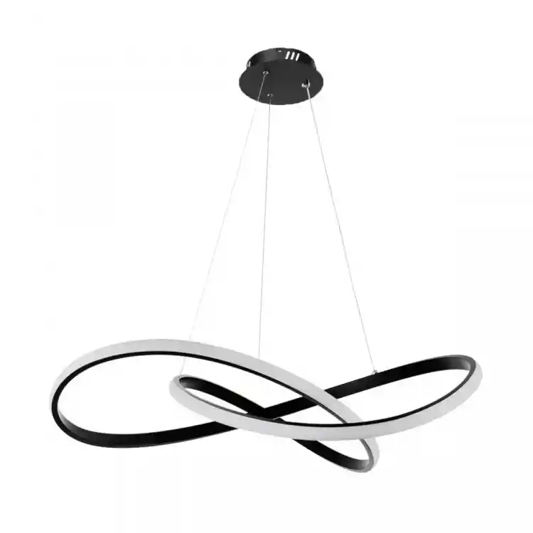 VenCore Infinity 6089-20001 - Μοντέρνο Κρεμαστό Φωτιστικό Οροφής LED 72W Μαύρο Αλουμίνιο Φ56cm με Ρυθμιζόμενο CCT Λευκό - Ημέρας - Θερμό & Χειριστήριο