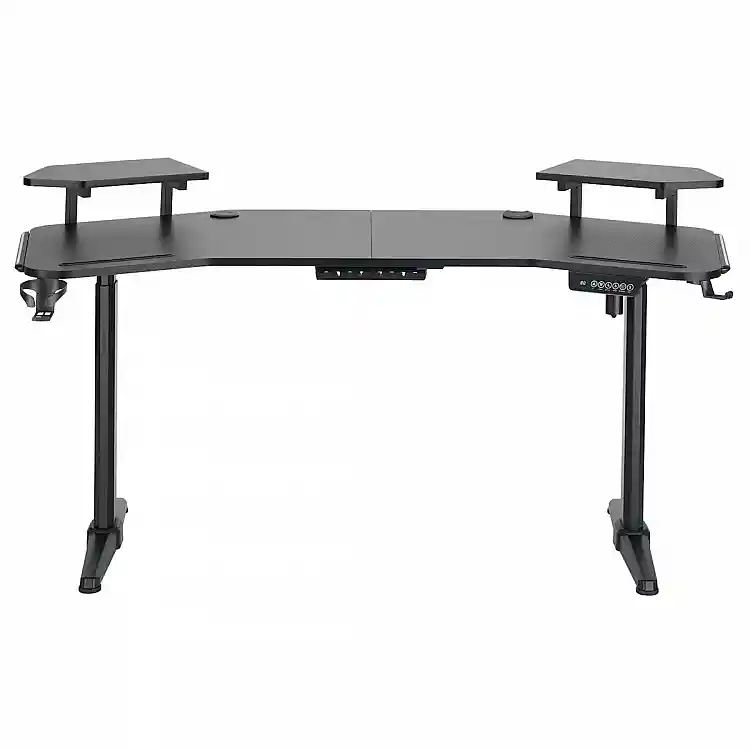 VenCore 2730-10005 - Gaming Desk Adjustable 160x60x72-112cm Black - Μοντέρνο Γραφείο Ρυθμιζόμενου Ύψους με Λειτουργία Μνήμης Gaming VenCore Μοριοσανίδας Carbon Fiber με Μεταλλικά Πόδια Μαύρο Μ160 x Π60 x Υ72-112cm
