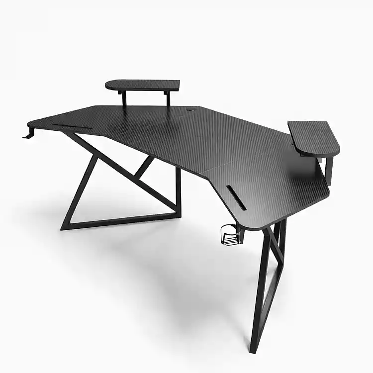 VenCore 2730-10008 - Gaming Desk 180x70x74cm Black - Μοντέρνο Γραφείο Gaming VenCore Μοριοσανίδας Carbon Fiber με Μεταλλικά Πόδια Μαύρο Μ180 x Π70 x Υ74cm