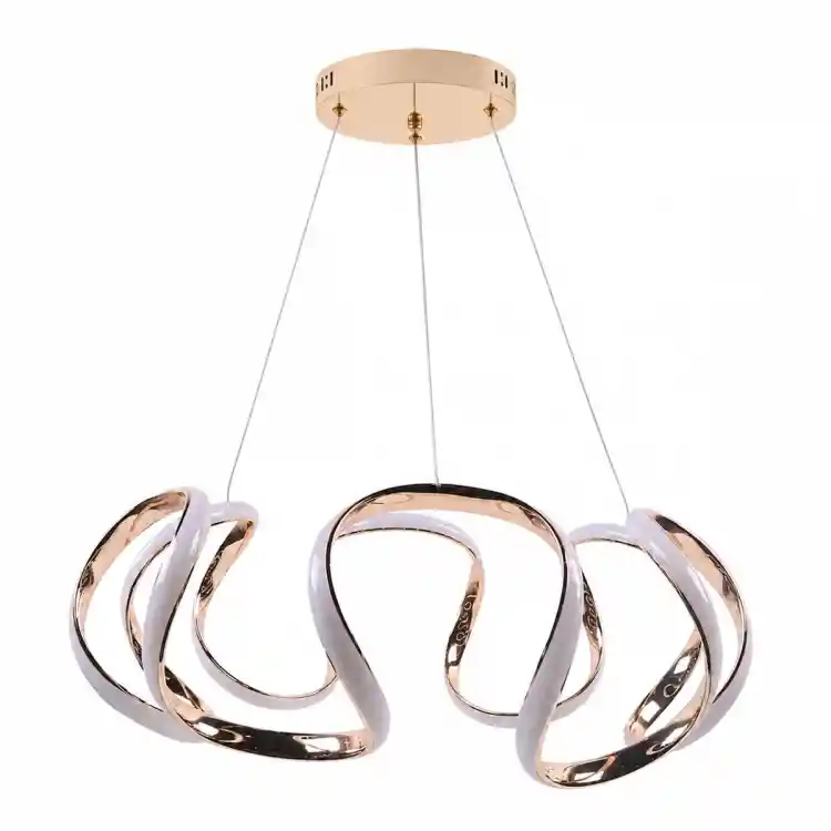 VenCore Nuvia Gold 7741-20033 - Μοντέρνο Κρεμαστό Φωτιστικό Οροφής LED 45W Χρυσό Αλουμίνιο με Ρυθμιζόμενο CCT Λευκό - Ημέρας - Θερμό & Χειριστήριο - Φ48 x Υ18cm