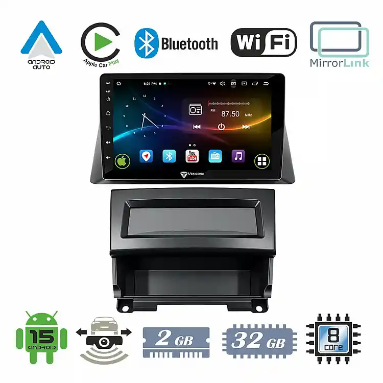 VenCore 3236-10008-0142B - Οθόνη Multimedia Android 15 10.1" 9109A MTK6762 Octa-Core 2GB/32GB IPS με Πρόσοψη, CarPlay, Android Auto και Υποστήριξη Κάμερας Οπισθοπορείας AHD για Honda Accord 2002-2021 – Μαύρη