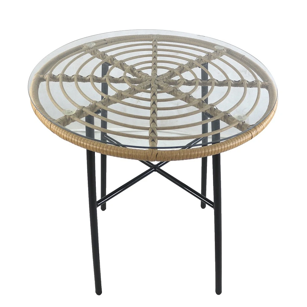 ArteLibre Τραπέζι Κήπου ArteLibre APPIUS Φυσικό/Μαύρο Μέταλλο/Rattan/Γυαλί 70x70x74cm - 14510041 - inde.gr ArteLibre Τραπέζι Κήπου ArteLibre APPIUS Φυσικό/Μαύρο Μέταλλο/Rattan/Γυαλί 70x70x74cm - 14510041 - inde.gr