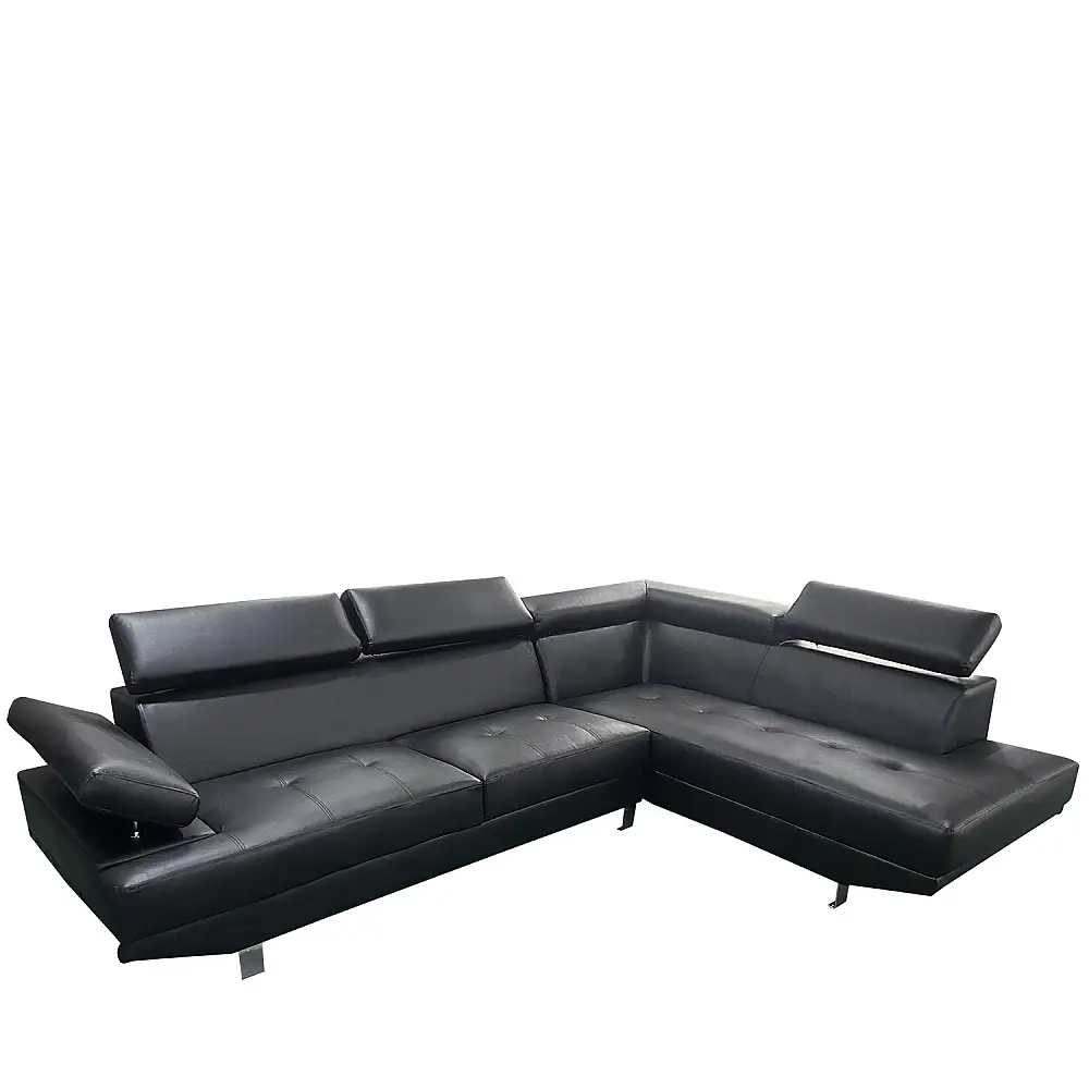 ArteLibre Καναπές Γωνιακός ArteLibre MASAL Μαύρο PU 280x185x85cm - 14290040 - inde.gr