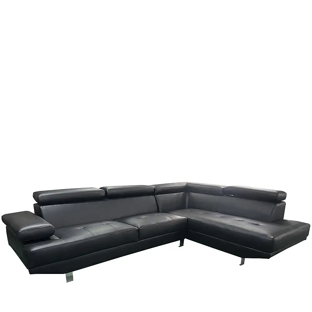 ArteLibre Καναπές Γωνιακός ArteLibre MASAL Μαύρο PU 280x185x85cm - 14290040 - inde.gr