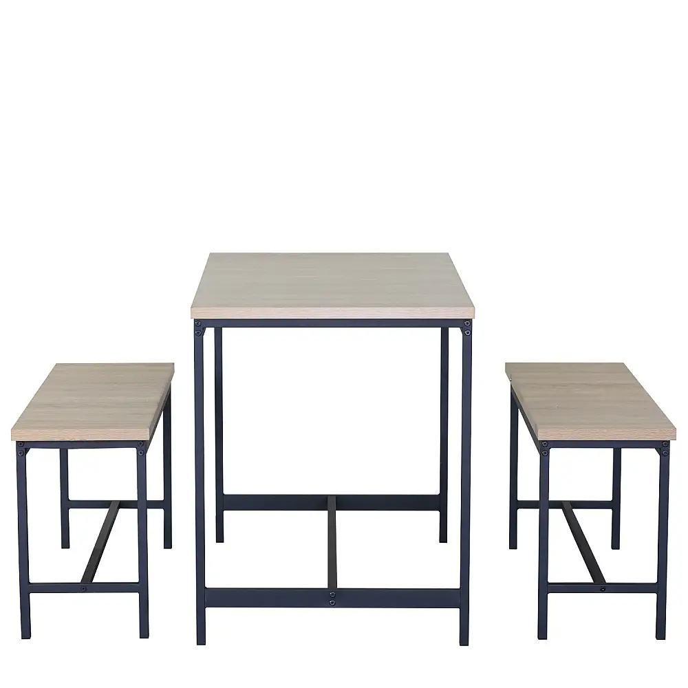 ArteLibre Σετ Τραπεζαρία (2+1) ArteLibre CARRISTON Δρυς/Μαύρο Μοριοσανίδα/Μέταλλο 110x60x75cm - 15340057 - inde.gr