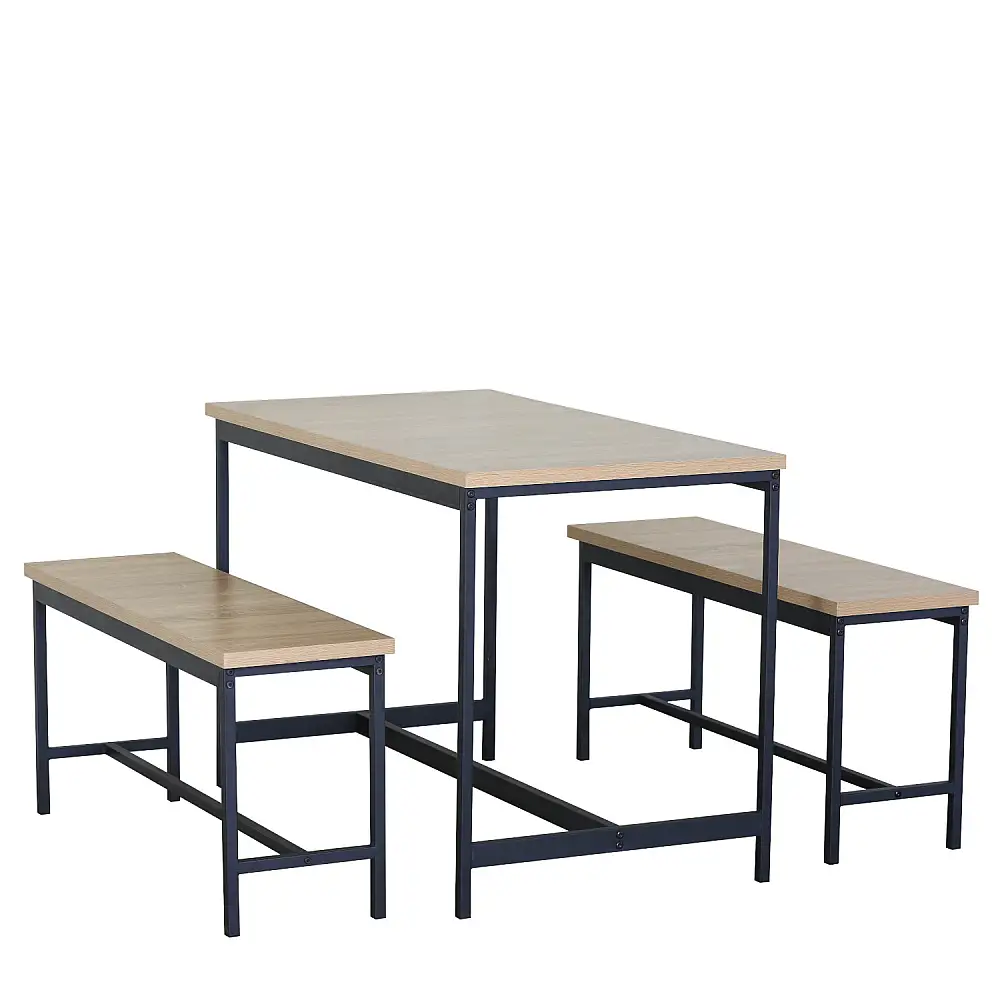 ArteLibre Σετ Τραπεζαρία (2+1) ArteLibre CARRISTON Δρυς/Μαύρο Μοριοσανίδα/Μέταλλο 110x60x75cm - 15340057 - inde.gr