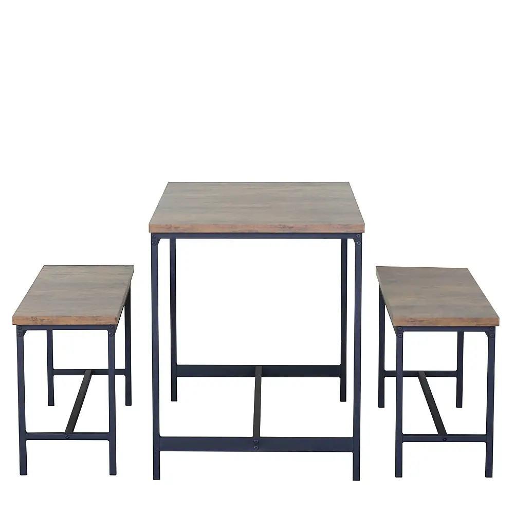 ArteLibre Σετ Τραπεζαρία (2+1) ArteLibre DRAYCOTT Καφέ/Μαύρο Μοριοσανίδα/Μέταλλο 110x60x75cm - 15340058 - inde.gr