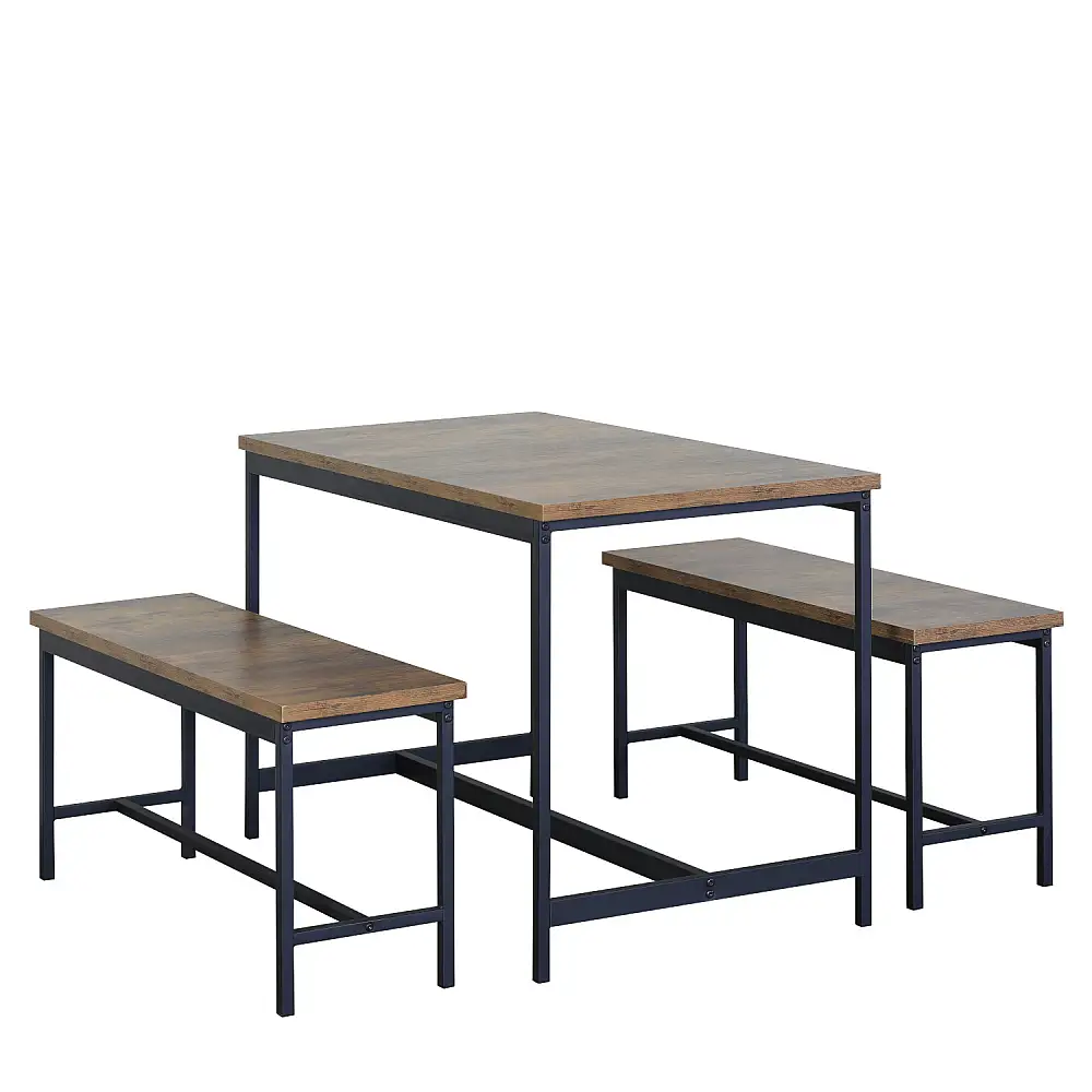 ArteLibre Σετ Τραπεζαρία (2+1) ArteLibre DRAYCOTT Καφέ/Μαύρο Μοριοσανίδα/Μέταλλο 110x60x75cm - 15340058 - inde.gr