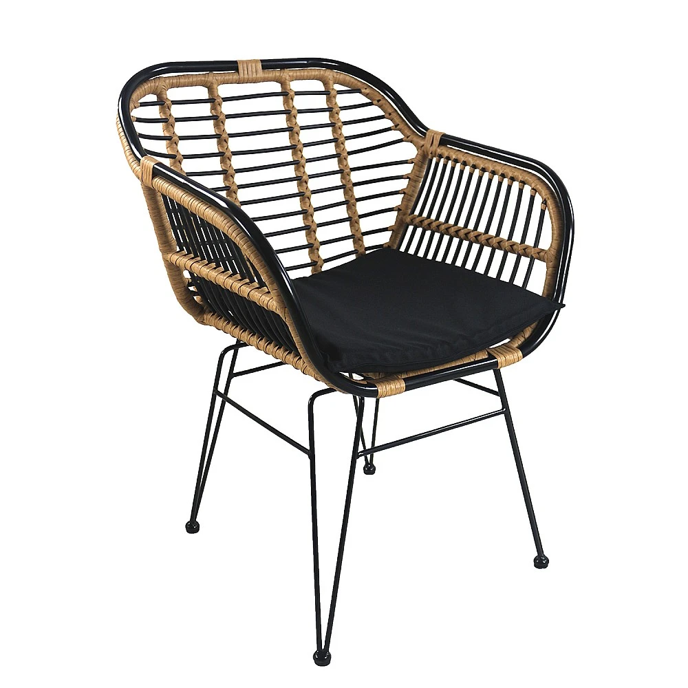ArteLibre Καρέκλα Κήπου ArteLibre ATINIUS Φυσικό/Μαύρο Μέταλλο/Rattan 58x62x82cm - 14510052 - inde.gr