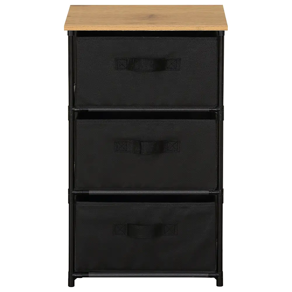 ArteLibre Συρταριέρα ArteLibre MIFUNE Με 3 Συρτάρια Μαύρο/Δρυς Μέταλλο/Non-Woven/Μοριοσανίδα 40x30x68cm - 15340074 - inde.gr