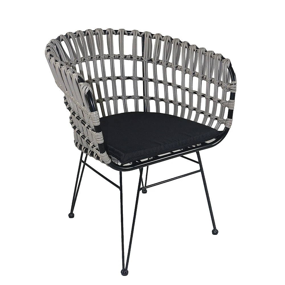 ArteLibre Καρέκλα Κήπου ArteLibre ATRIUS Γκρι/Μαύρο Μέταλλο/Rattan 61x57x80cm - 14510053 - inde.gr
