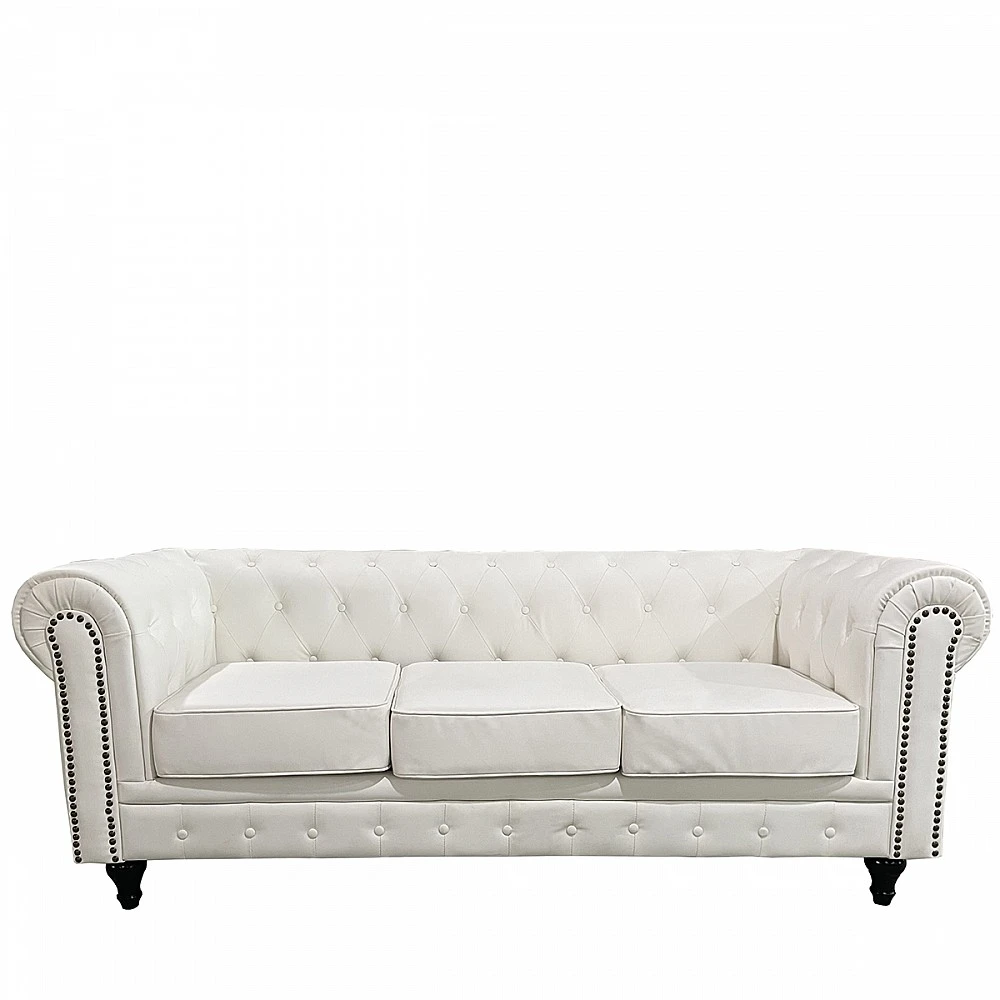 ArteLibre Καναπές Τριθέσιος ArteLibre AVERY Λευκό PU 208x90x73cm - 14290073 - inde.gr