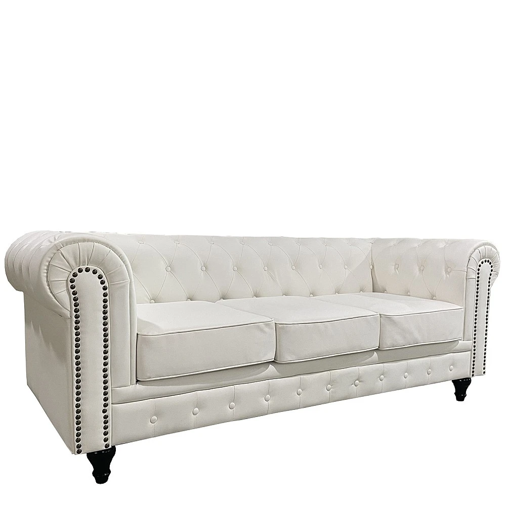 ArteLibre Καναπές Τριθέσιος ArteLibre AVERY Λευκό PU 208x90x73cm - 14290073 - inde.gr