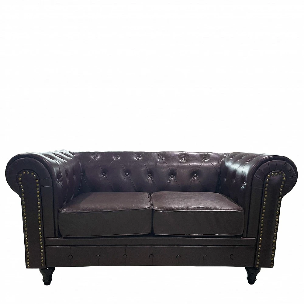 ArteLibre Καναπές Διθέσιος ArteLibre AVERY Σκούρο Καφέ PU 155x90x73cm - 14290074 - inde.gr