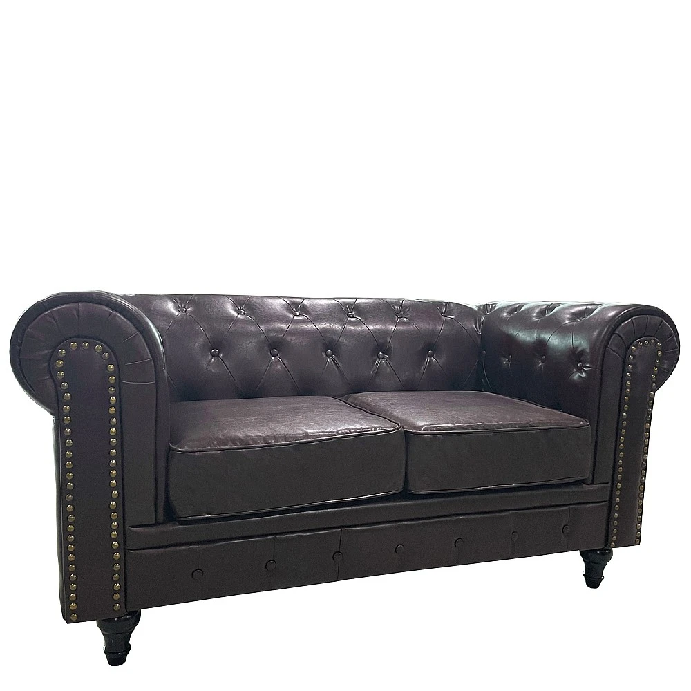 ArteLibre Καναπές Διθέσιος ArteLibre AVERY Σκούρο Καφέ PU 155x90x73cm - 14290074 - inde.gr