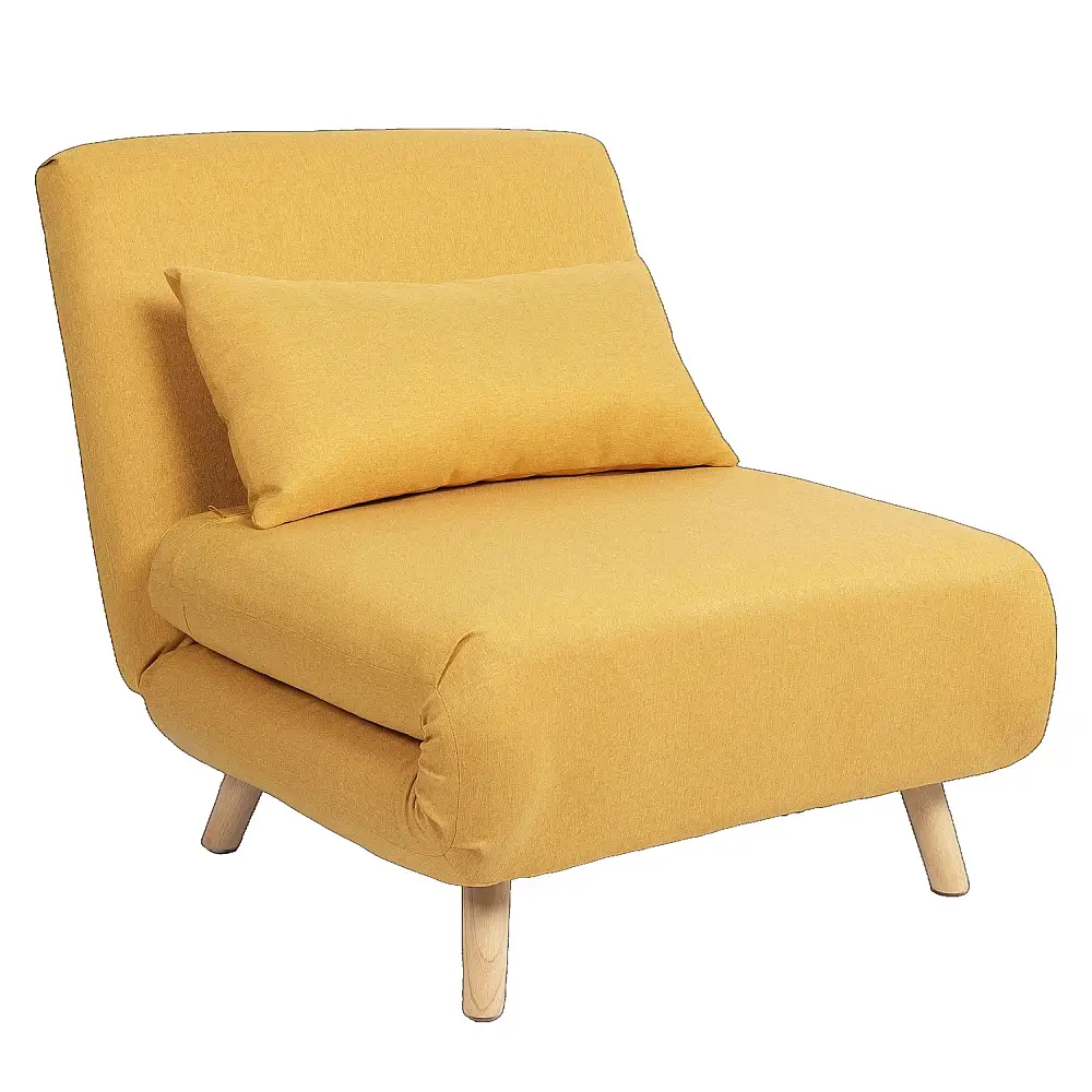 ArteLibre Πολυθρόνα Κρεβάτι ArteLibre VERA Κίτρινο Ύφασμα/Ξύλο 79x80x89cm - 14770077 - inde.gr