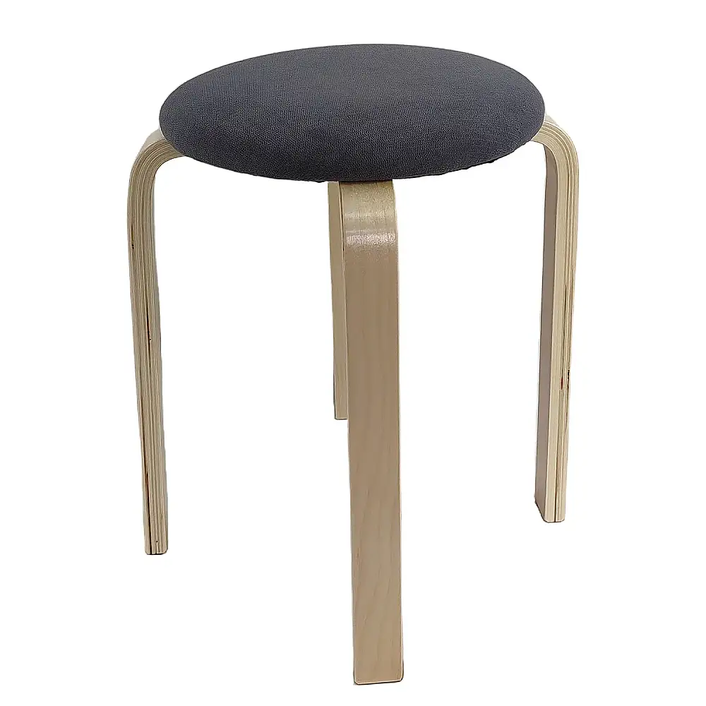 ArteLibre Σκαμπό ArteLibre MILOA Γκρι/Φυσικό Ύφασμα/Ξύλο 42x42x45cm - 14350035 - inde.gr