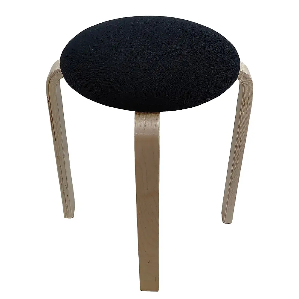 ArteLibre Σκαμπό ArteLibre MILOA Μαύρο/Φυσικό Ύφασμα/Ξύλο 42x42x45cm - 14350036 - inde.gr