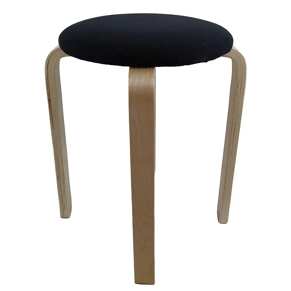 ArteLibre Σκαμπό ArteLibre MILOA Μαύρο/Φυσικό Ύφασμα/Ξύλο 42x42x45cm - 14350036 - inde.gr