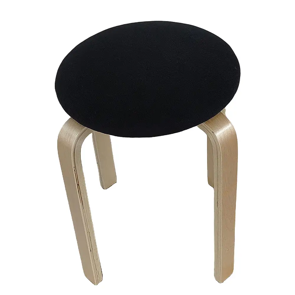 ArteLibre Σκαμπό ArteLibre MILOA Μαύρο/Φυσικό Ύφασμα/Ξύλο 42x42x45cm - 14350036 - inde.gr