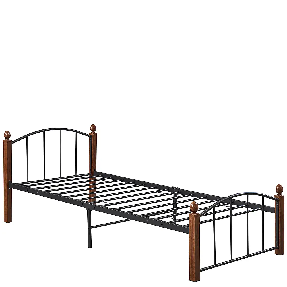 ArteLibre Κρεβάτι Μονό ArteLibre LARAMIE Μαύρο/Καρυδί Μέταλλο Για Στρώμα 90x200cm - 14920037 - inde.gr