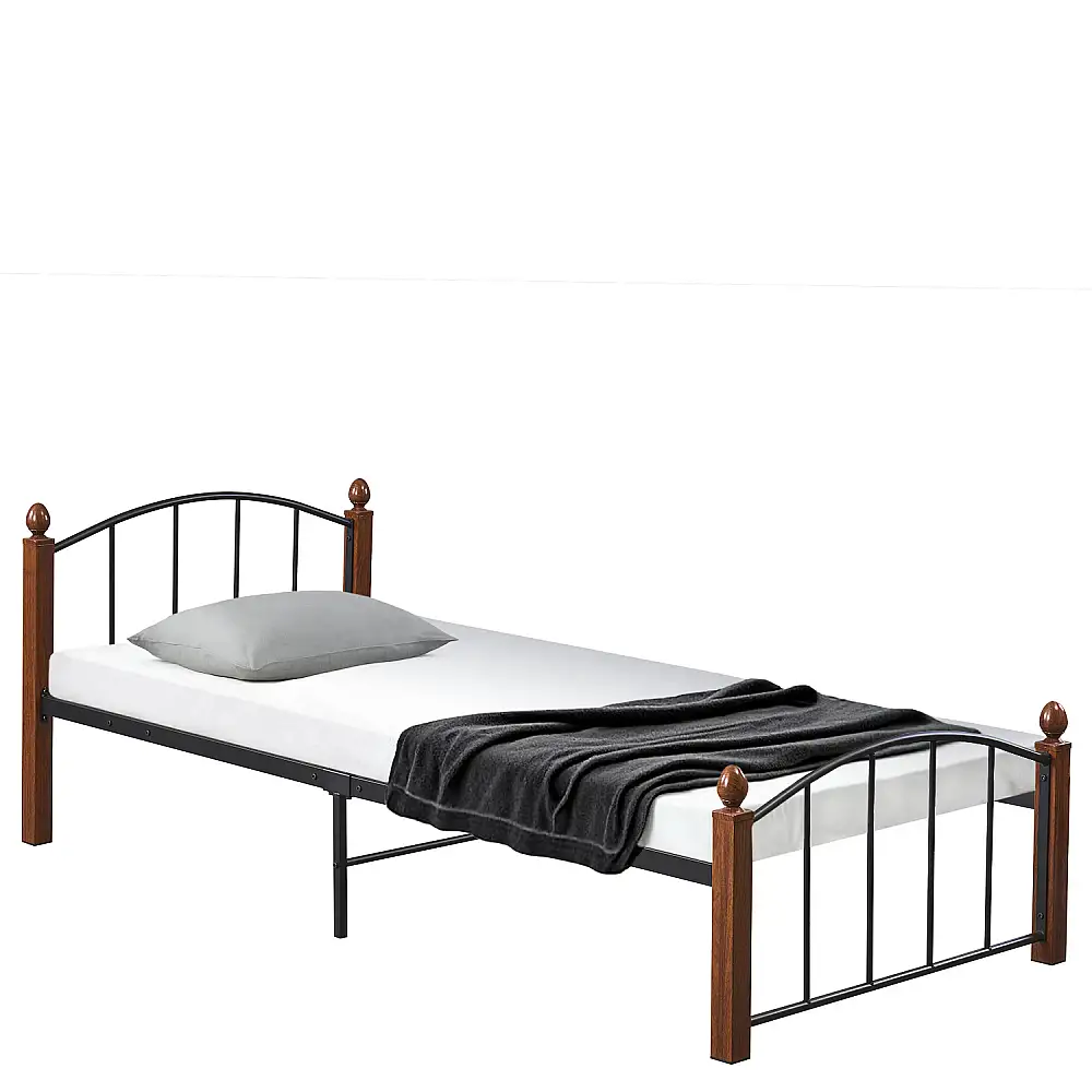 ArteLibre Κρεβάτι Μονό ArteLibre LARAMIE Μαύρο/Καρυδί Μέταλλο Για Στρώμα 90x200cm - 14920037 - inde.gr