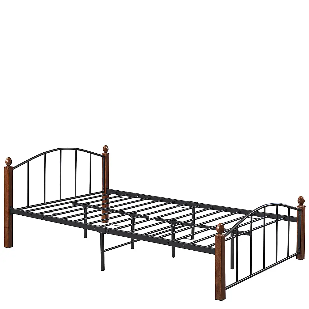 ArteLibre Κρεβάτι Ημίδιπλο ArteLibre LARAMIE Μαύρο/Καρυδί Μέταλλο Για Στρώμα 120x200cm - 14920038 - inde.gr