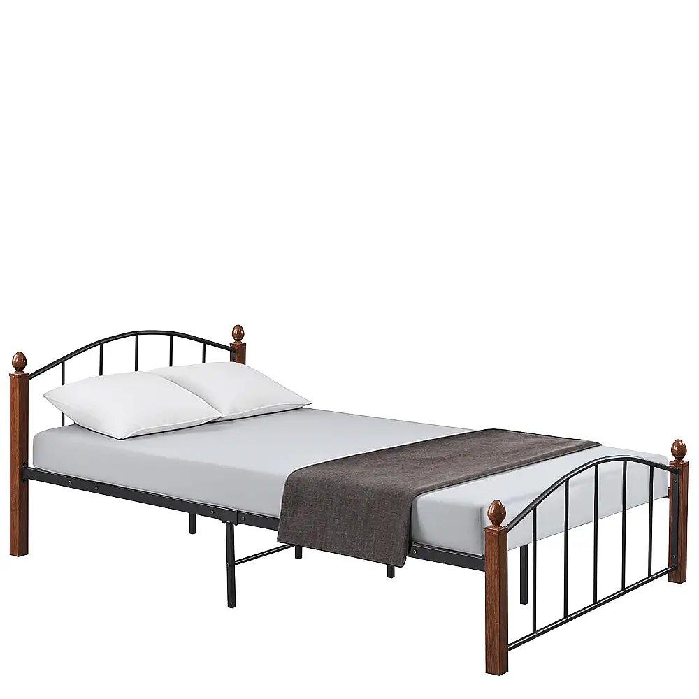 ArteLibre Κρεβάτι Ημίδιπλο ArteLibre LARAMIE Μαύρο/Καρυδί Μέταλλο Για Στρώμα 120x200cm - 14920038 - inde.gr