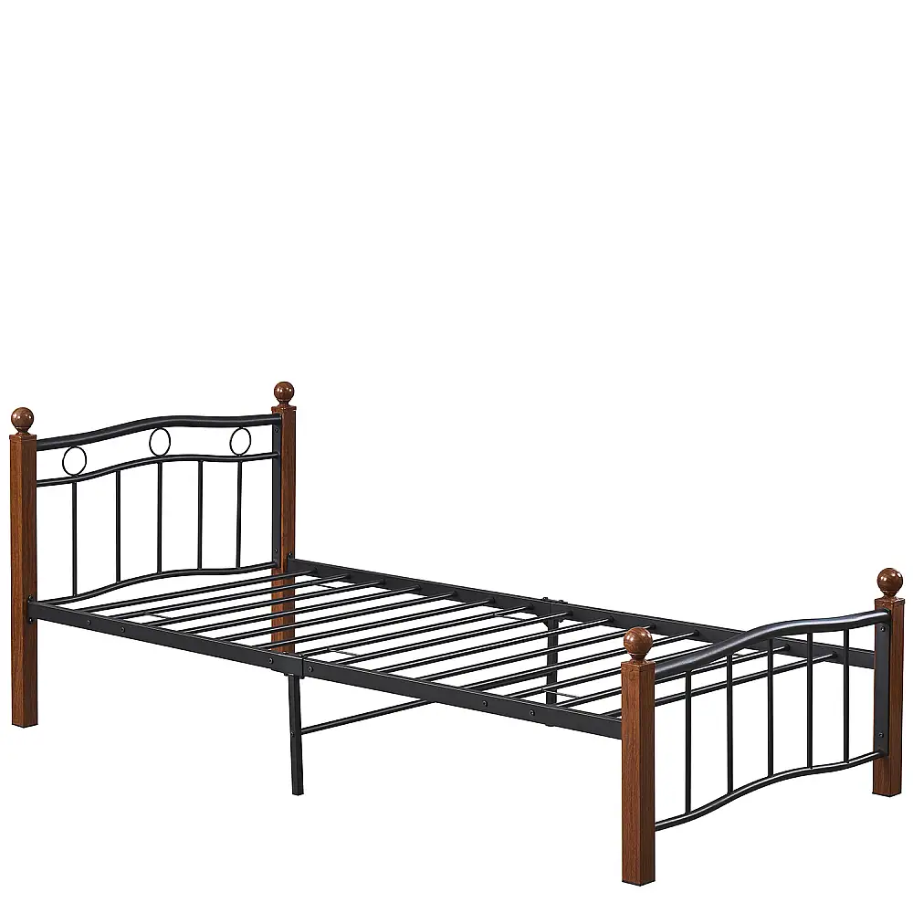 ArteLibre Κρεβάτι Μονό ArteLibre ARROWHEAD Μαύρο/Καρυδί Μέταλλο Για Στρώμα 90x200cm - 14920039 - inde.gr