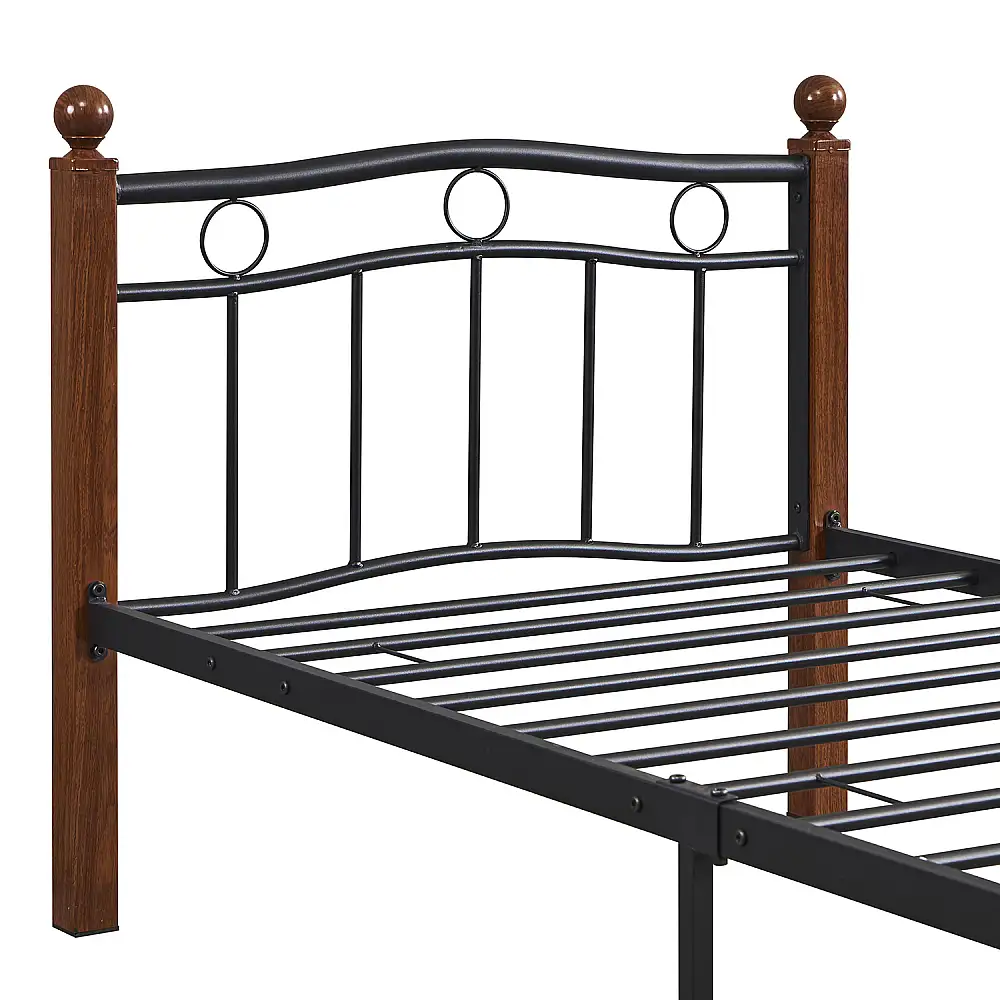 ArteLibre Κρεβάτι Μονό ArteLibre ARROWHEAD Μαύρο/Καρυδί Μέταλλο Για Στρώμα 90x200cm - 14920039 - inde.gr