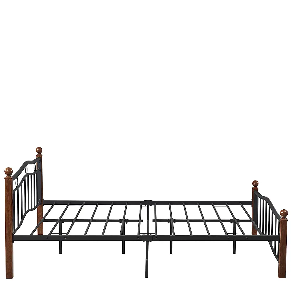 ArteLibre Κρεβάτι Ημίδιπλο ArteLibre ARROWHEAD Μαύρο/Καρυδί Μέταλλο Για Στρώμα 120x200cm - 14920040 - inde.gr