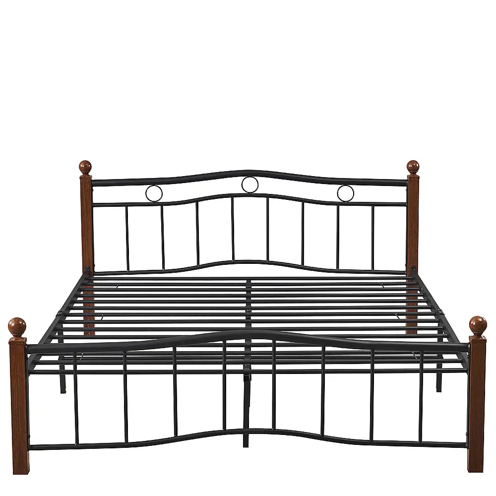 ArteLibre Κρεβάτι Ημίδιπλο ArteLibre ARROWHEAD Μαύρο/Καρυδί Μέταλλο Για Στρώμα 120x200cm - 14920040 - inde.gr