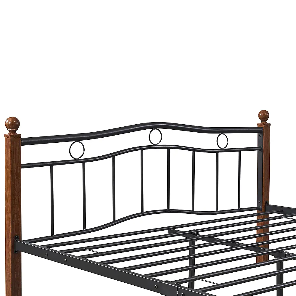 ArteLibre Κρεβάτι Ημίδιπλο ArteLibre ARROWHEAD Μαύρο/Καρυδί Μέταλλο Για Στρώμα 120x200cm - 14920040 - inde.gr