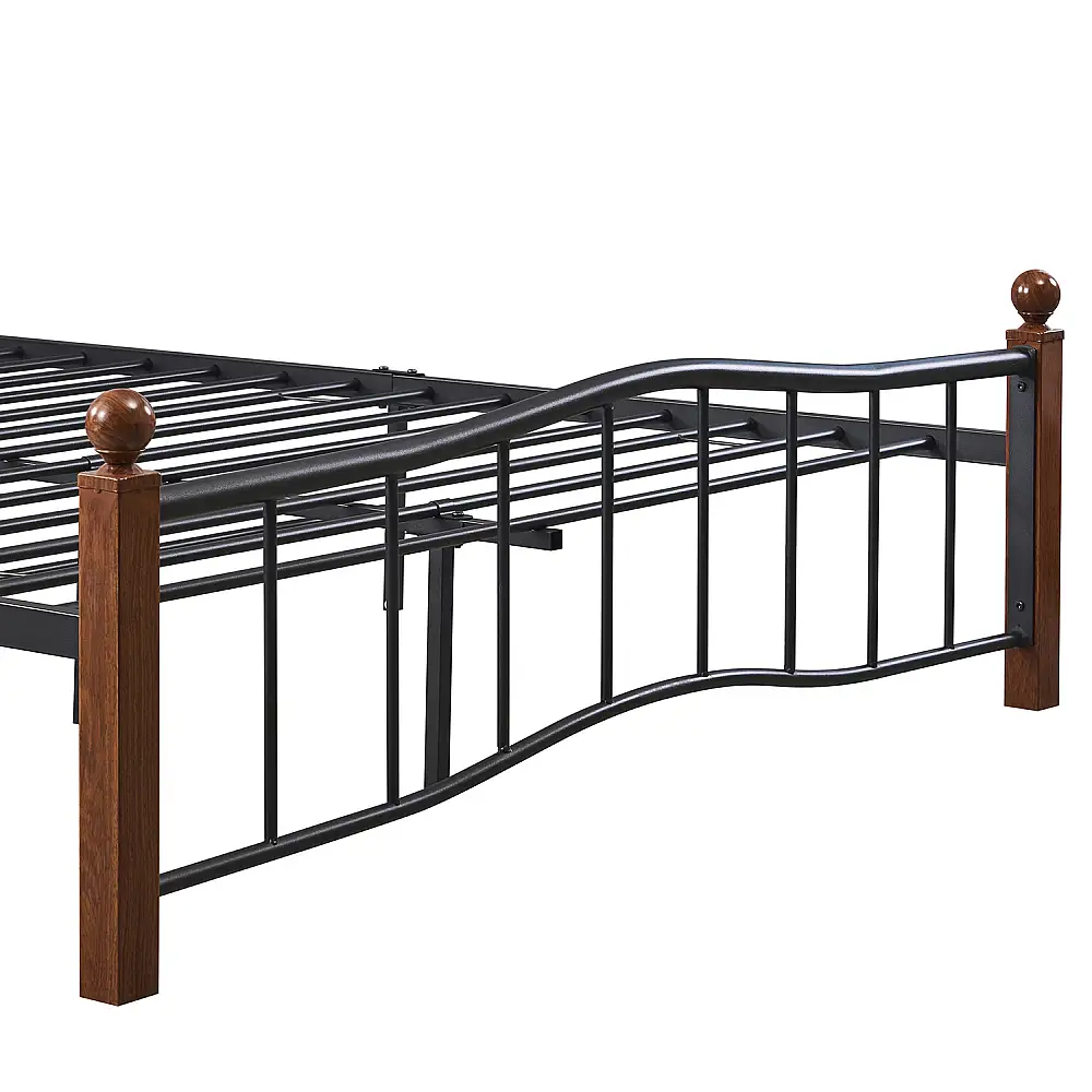 ArteLibre Κρεβάτι Ημίδιπλο ArteLibre ARROWHEAD Μαύρο/Καρυδί Μέταλλο Για Στρώμα 120x200cm - 14920040 - inde.gr