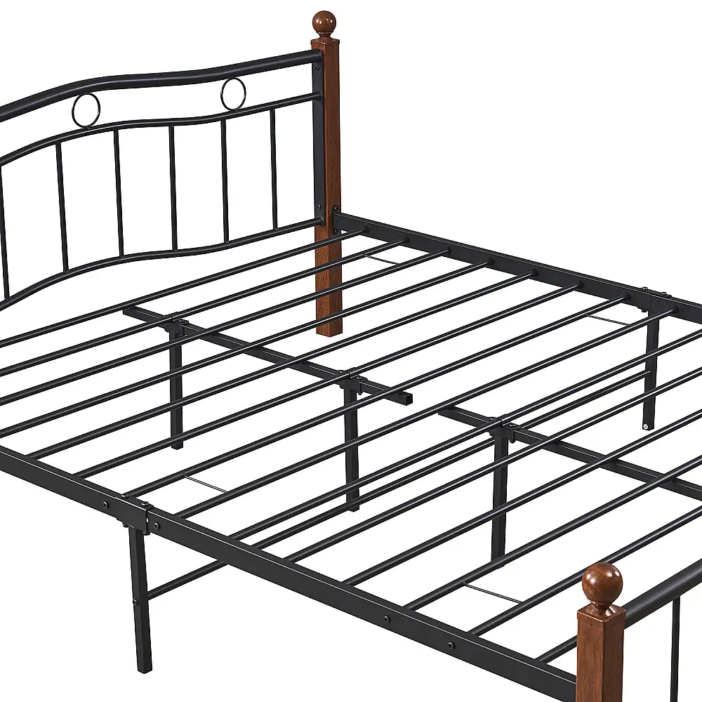 ArteLibre Κρεβάτι Ημίδιπλο ArteLibre ARROWHEAD Μαύρο/Καρυδί Μέταλλο Για Στρώμα 120x200cm - 14920040 - inde.gr