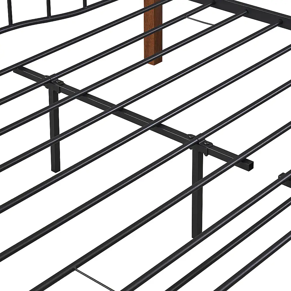 ArteLibre Κρεβάτι Ημίδιπλο ArteLibre ARROWHEAD Μαύρο/Καρυδί Μέταλλο Για Στρώμα 120x200cm - 14920040 - inde.gr